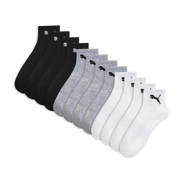 PUMA Men's Half Terry Quarter-Length Socks (6 Pairs) in White, Size 10-13