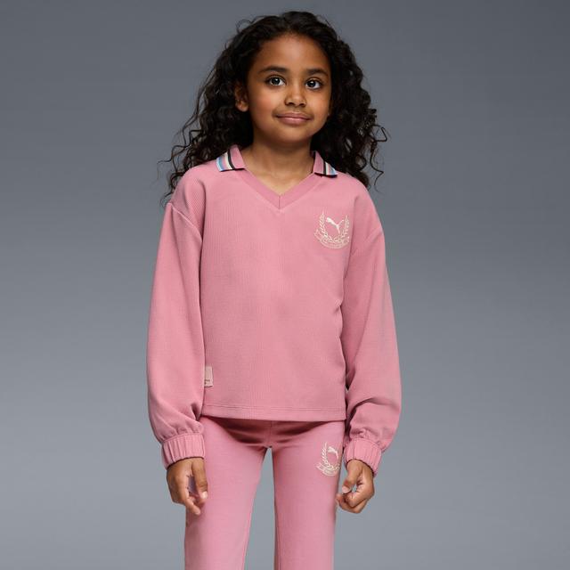 PUMA Class Pack Big Kids' Polo Shirt Waffle Knit Polo Shirt in Pink, Size S