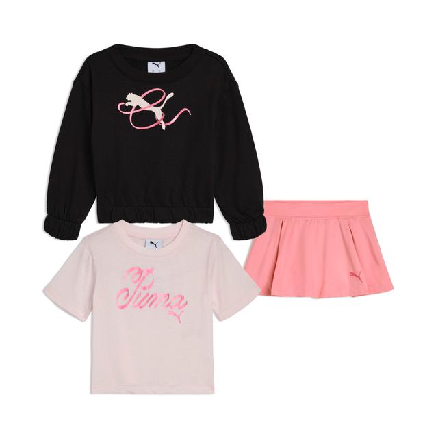 PUMA Matching Sets Toddlers' Fleece Sweatshirt, T-Shirt and Skort in Black, Size 2T