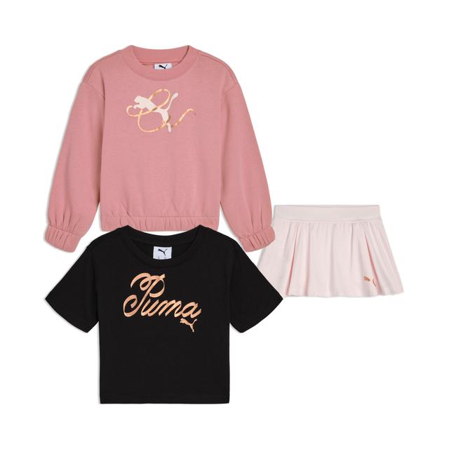 PUMA Matching Sets Toddlers' Fleece Sweatshirt, T-Shirt and Skort in Pink, Size 4T