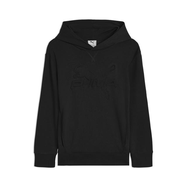 PUMA Essentials Embossed Big Kids' Cotton Fleece Hoodie in Black, Size L