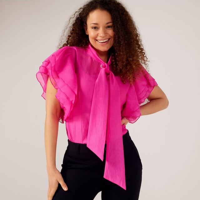 Frank Usher Frill Sleeve Chiffon Shirt & Cami Vest