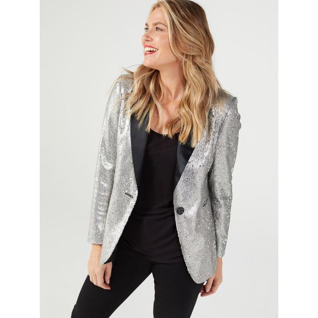 Helene Berman Sequin Tux Jacket with Satin Collar
