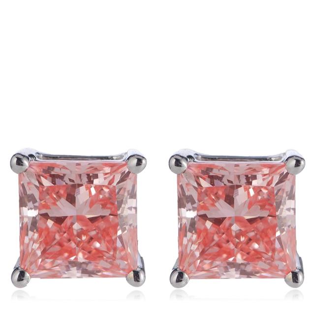 Fire Light 1ct Lab Grown Pink Diamond Princess Cut Studs 9ct Gold