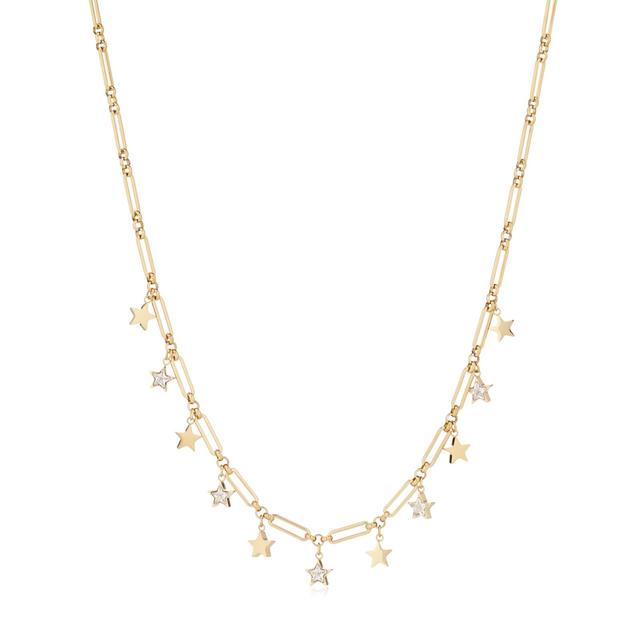 Steel by Diamonique Star Droplet Chain Link Necklace Stainless Steel