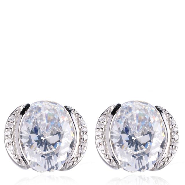 Diamonique 4ct tw Oval Cut Stud Earrings Sterling Silver