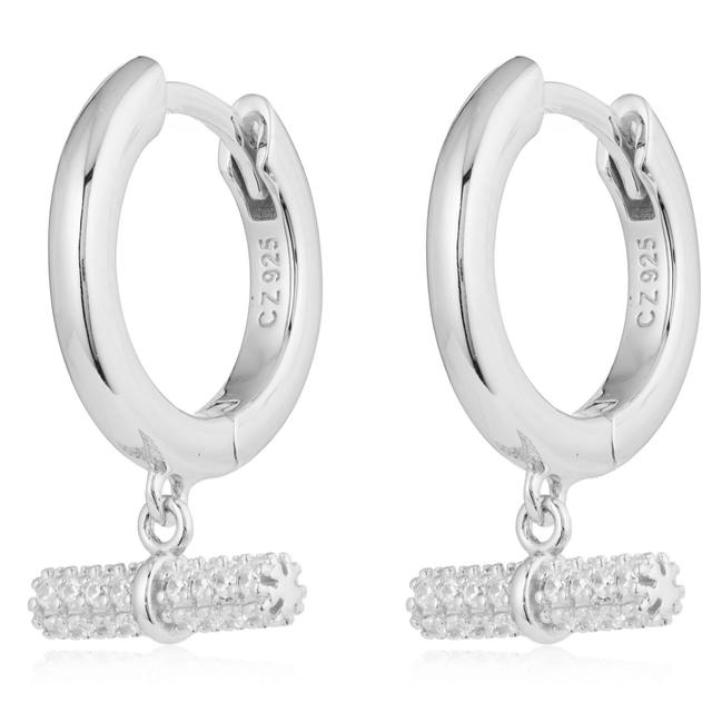 Diamonique 0.4ct tw Pave T-Bar Earrings Sterling Silver