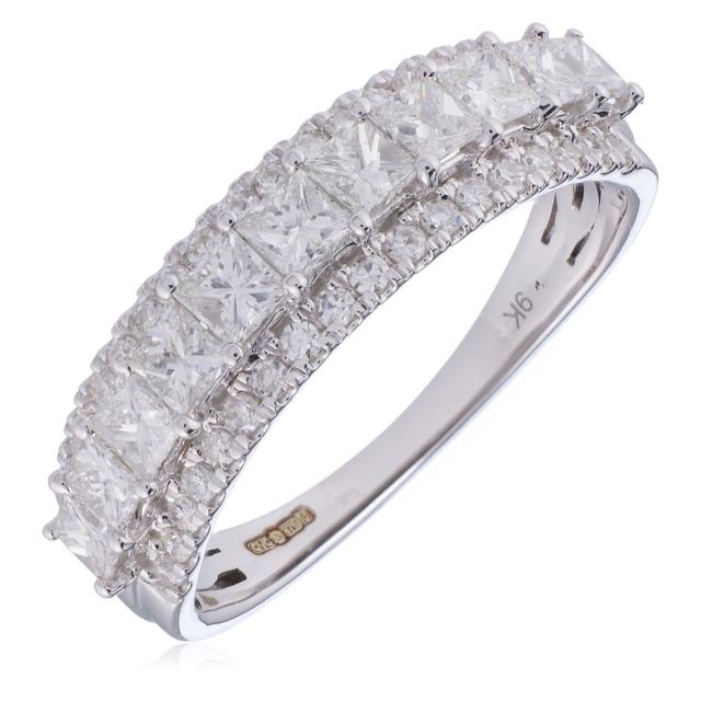 1ct Princess Cut Diamond Band Ring 9ct Gold