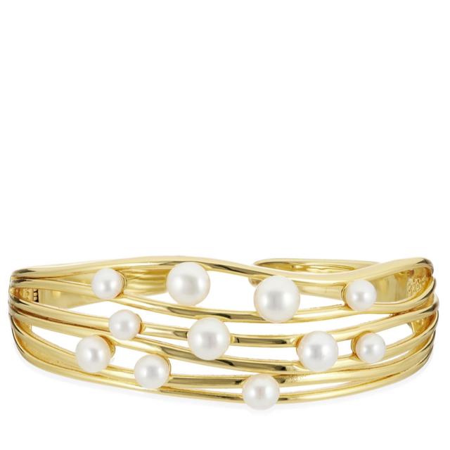 Lara Pearl 5-8mm Button Pearl Cuff Bangle