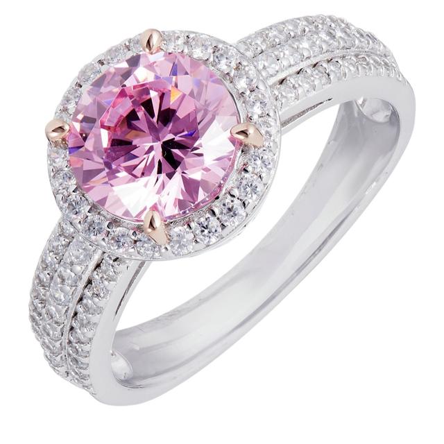Diamonique 2.5ct tw 3 Row Halo Band Ring Sterling Silver