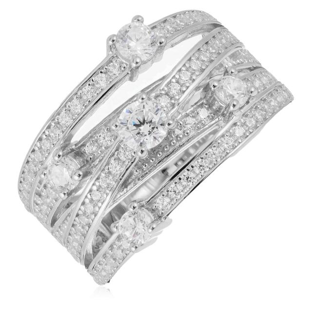 Diamonique 0.82ct tw Multi Band Ring Sterling Silver