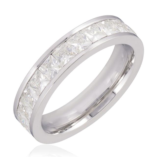 Steel by Diamonique Princess Cut Eternity Ring Stainless Steel