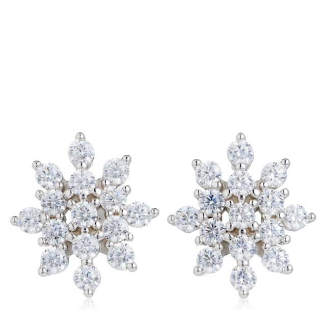 Diamonique 1ct tw Snowflake Earrings Sterling Silver