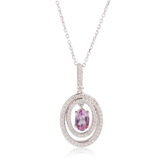0.25ct Diamond & 0.50ct Pink Topaz Pendant and Chain 9ct Gold