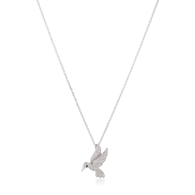 Diamonique 0.4ct tw Hummingbird 44cm Necklace Sterling Silver