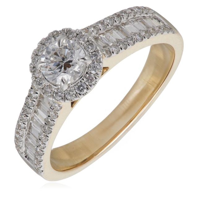 1ct Diamond Mixed Cut Halo Ring 9ct Gold