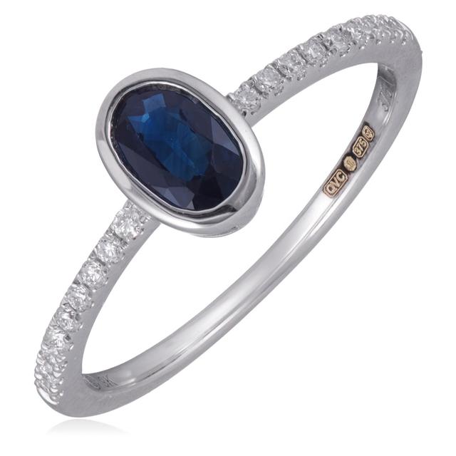 0.35-0.48ct Bezel Set Gemstone  & 0.09ct Diamond Ring 9ct Gold