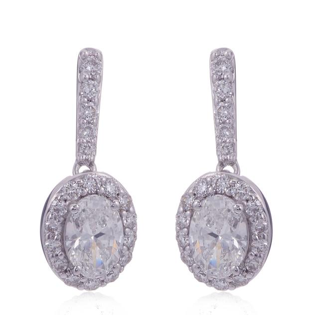 Fire Light 1ct Lab Grown Diamond Oval Drop Earrings 9ct Gold