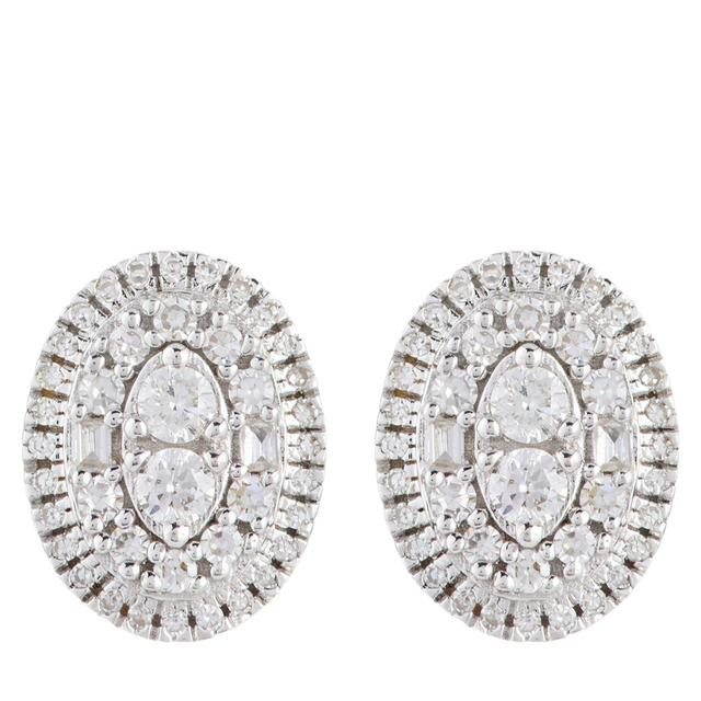 0.25ct Diamond Mixed Cut Oval Stud Earrings 9ct Gold