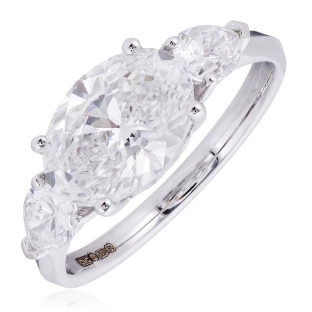 Fire Light 2.5ct Lab Grown Diamond Oval East West Trilogy Ring 14ct...