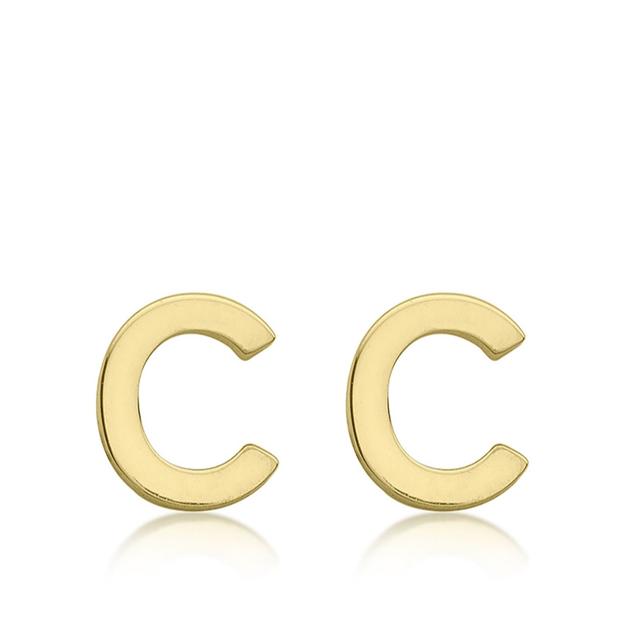 GOLD 9ct Initial Stud Earrings 0.35g