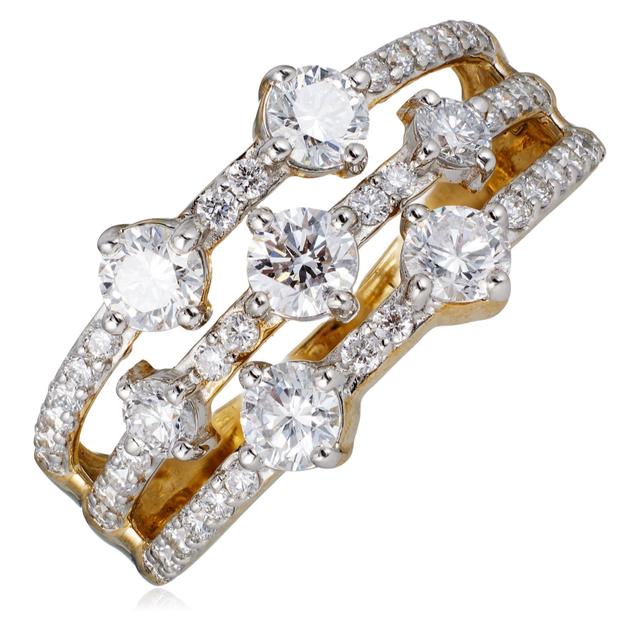 Fire Light 1.5ct tw Scattered Band Ring 9ct Gold