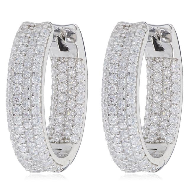 Diamonique 2ct tw Oval Hoop Earrings Sterling Silver