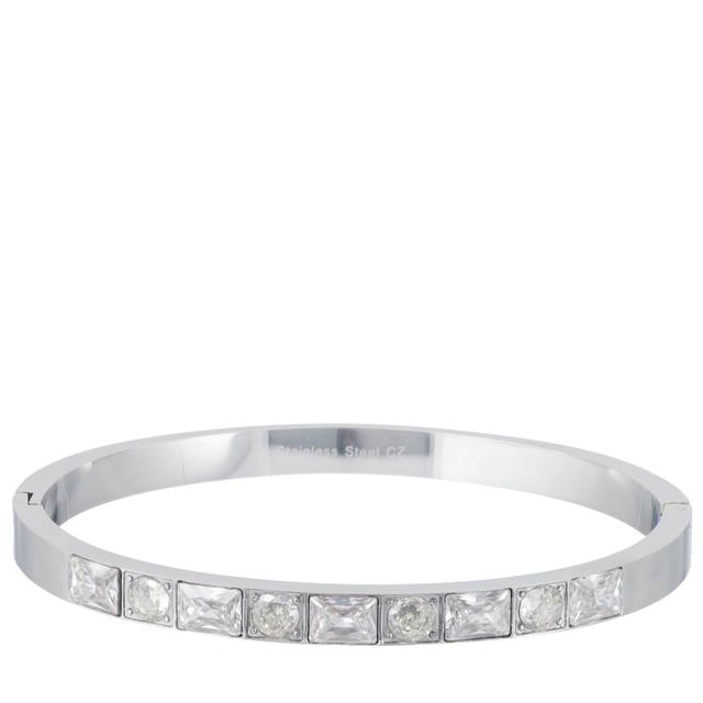 Steel by Diamonique Emerald Cut Bangle Stainless Steel