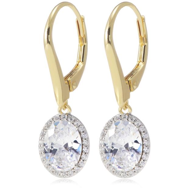 Diamonique 3.2ct Oval Drop Earrings Sterling Silver