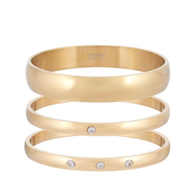 Steel by Diamonique Bangle Set Stainless Steel