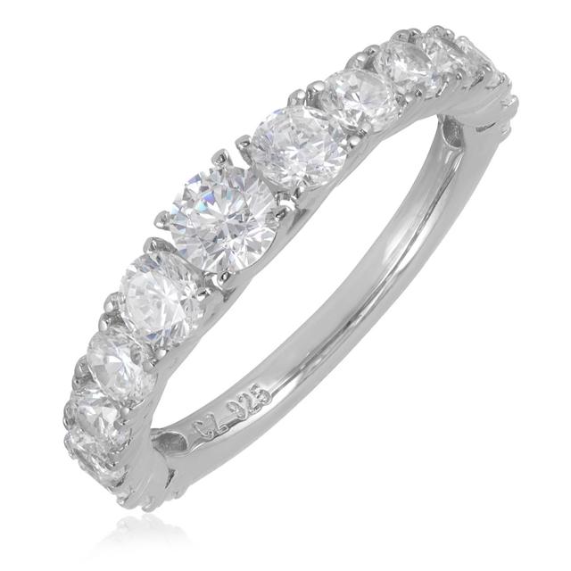 Diamonique 1.33ct tw Graduated Stone Eternity Ring Sterling Silver