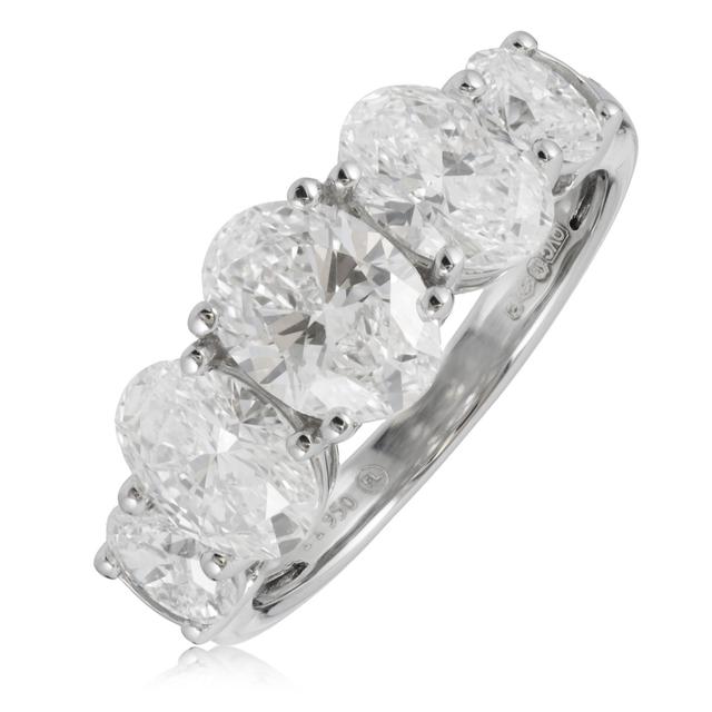 Fire Light 3ct Lab Grown Oval 5 Stone Diamond Ring Platinum