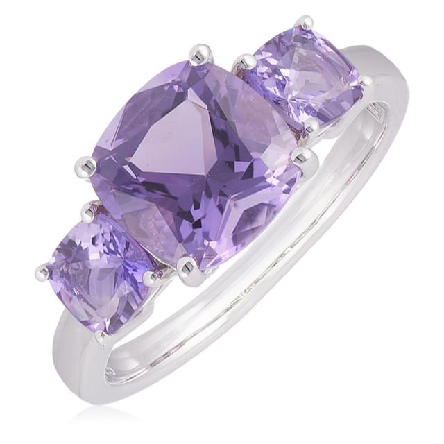 Affinity Gems 3.5ct Cushion Cut Trilogy Ring Sterling Silver