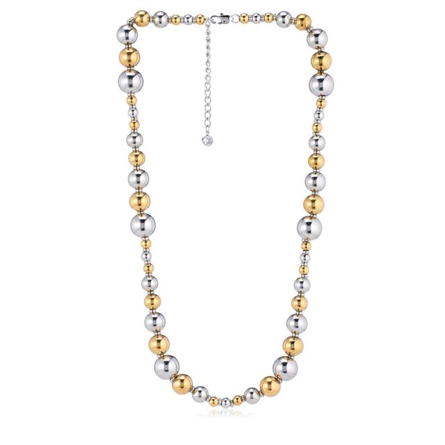 Steel by Diamonique Mixed Ball Bead Necklace Stainless Steel