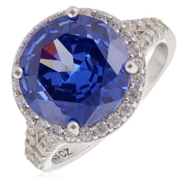 Diamonique 6.5ct tw Round Stone Cocktail Ring Sterling Silver