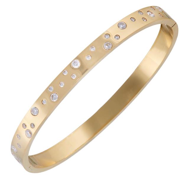 Steel by Diamonique Scattered Stone Swiss Set Bangle Stainless Steel