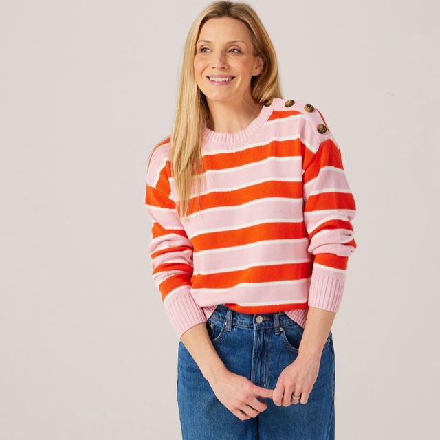 Denim & Co. Stripe Jumper with Button Detail
