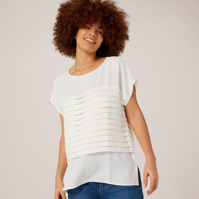 Nina Leonard Short Dolman Sleeve Textured Wave Top