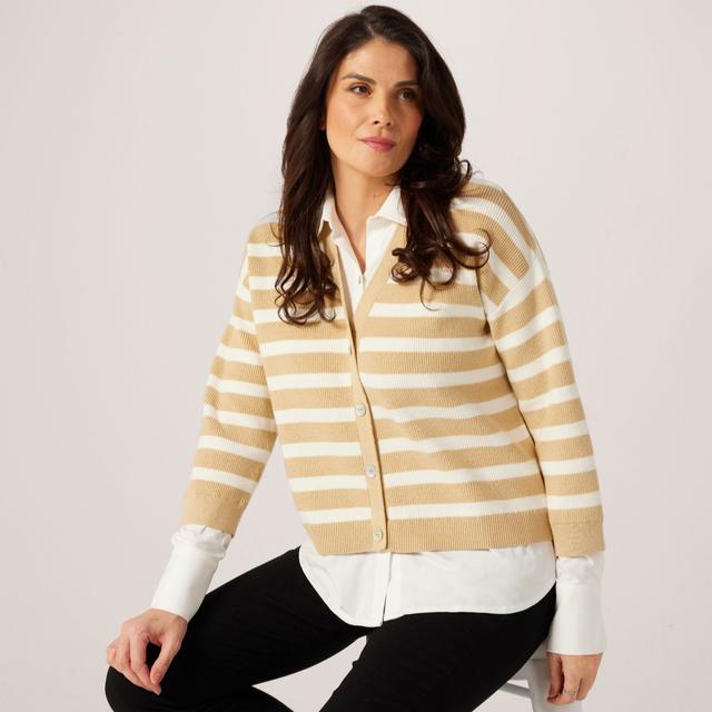 MarlaWynne Soft Knit Mixed Media Faux Cardigan