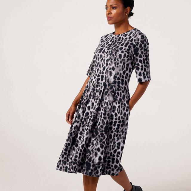 Helene Berman Rosella Animal Print Panel Pleat Dress