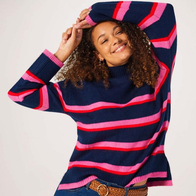 Denim & Co. Contrast Mock Neck Jumper