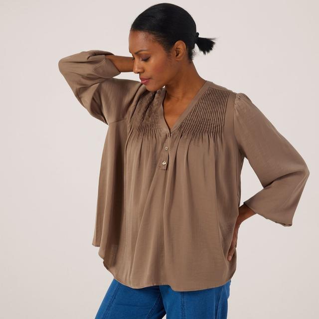 Denim & Co. Pintuck Detail Blouse