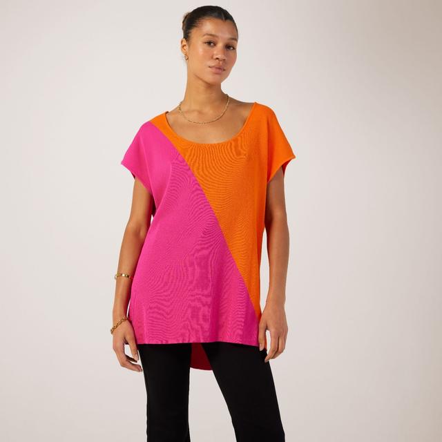 Frank Usher Two Tone Knitted Jumper In Linen Knit Round Neckline