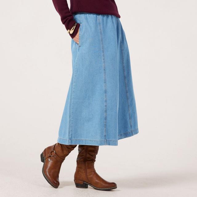 Finery London Winona Cotton Denim Panelled Denim Skirt