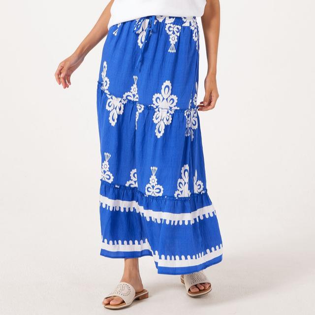 Izabel London Ikat Tiered Maxi Skirt