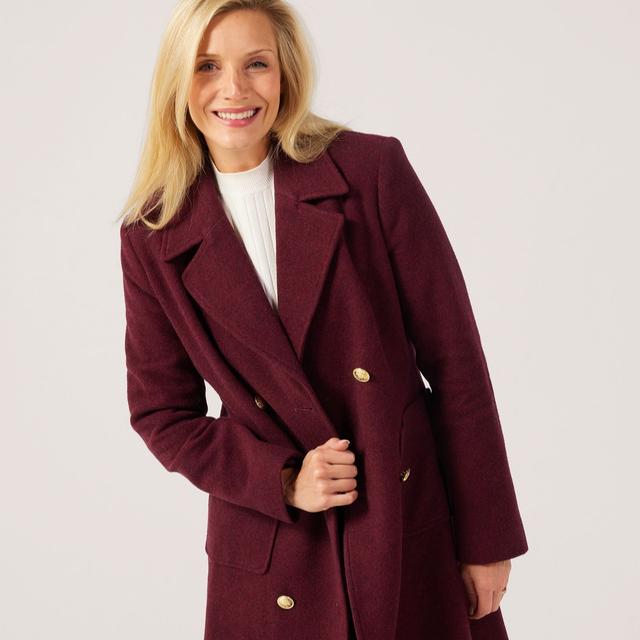 Helene Berman Wool-Blend Military-Style Double-Breasted Coat