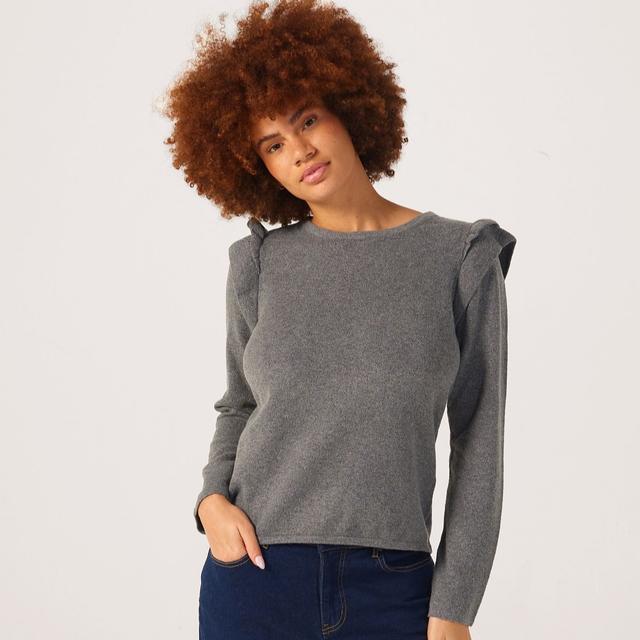 Denim & Co. Ruffle Shoulder Sweater
