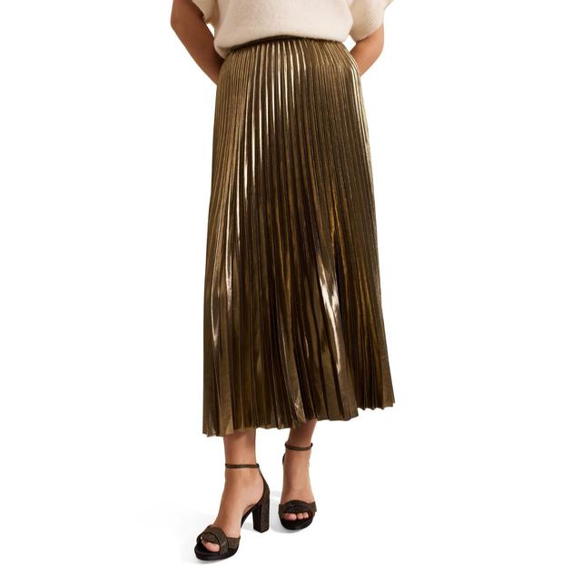 Phase Eight Dhalia Gold Foil Pleated Skirt