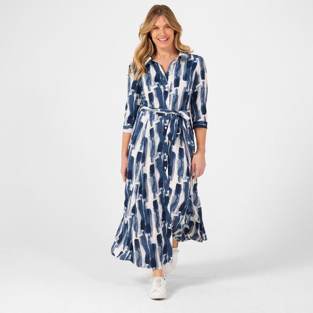 Izabel London Printed Long Sleeve Midi Shirt Dress