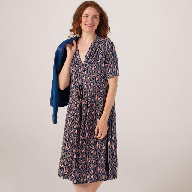 Frank Usher V-Neck Dress in Printed Jersey